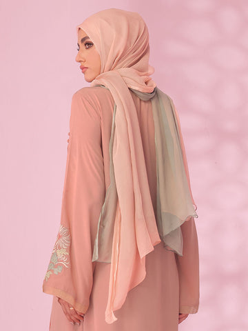 Kiku Bloom Two Tone Silk Chiffon Scarves